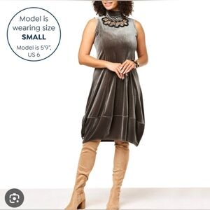 WynneLayers Turtleneck Balloon Dress In Olive Green